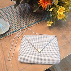 Vintage Pelle Italia White Metal Mesh Evening Purse, Shoulder Strap or Clutch